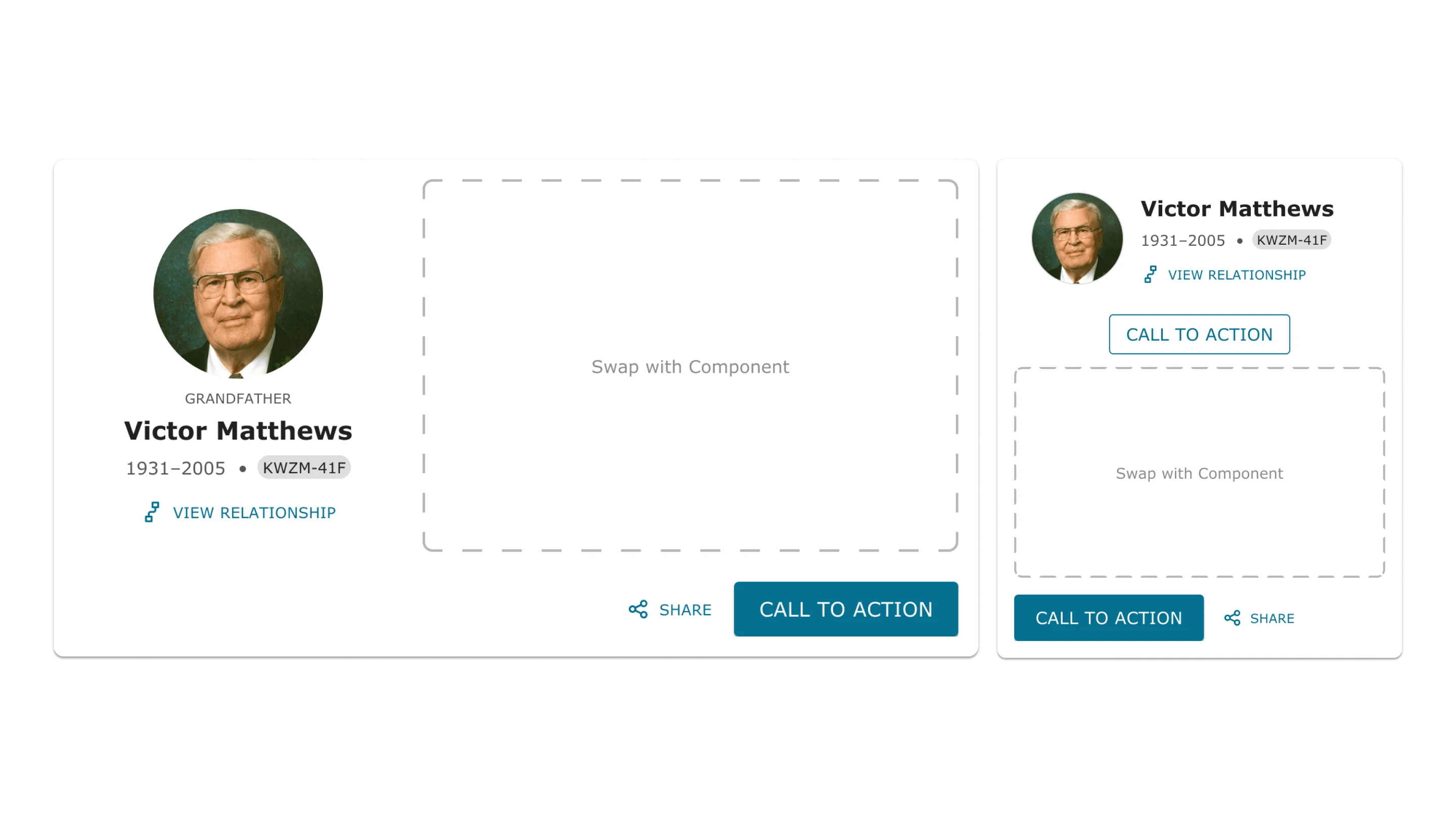 A modular campaign system showing interchangeable component slots